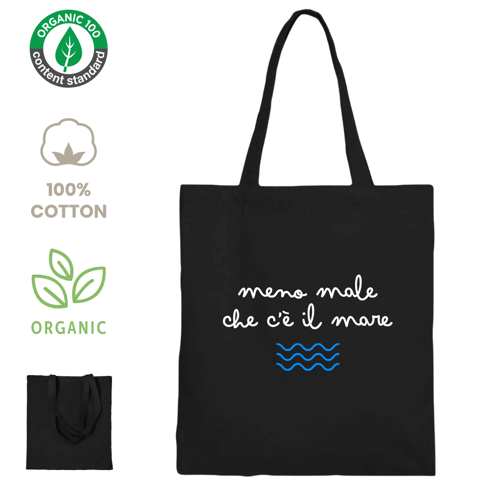 Shopper 100% cotone organico - Meno male che c'è il mare (38x42 cm)
