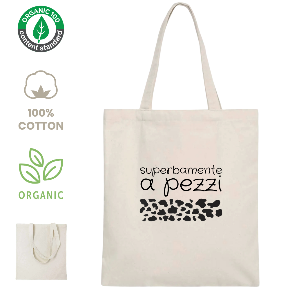 Shopper 100% cotone organico - Superbamente a pezzi (38x42 cm)