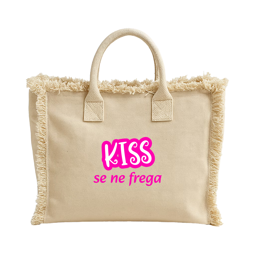 Borsa cotone con zip 36x32cm - KISS se ne frega