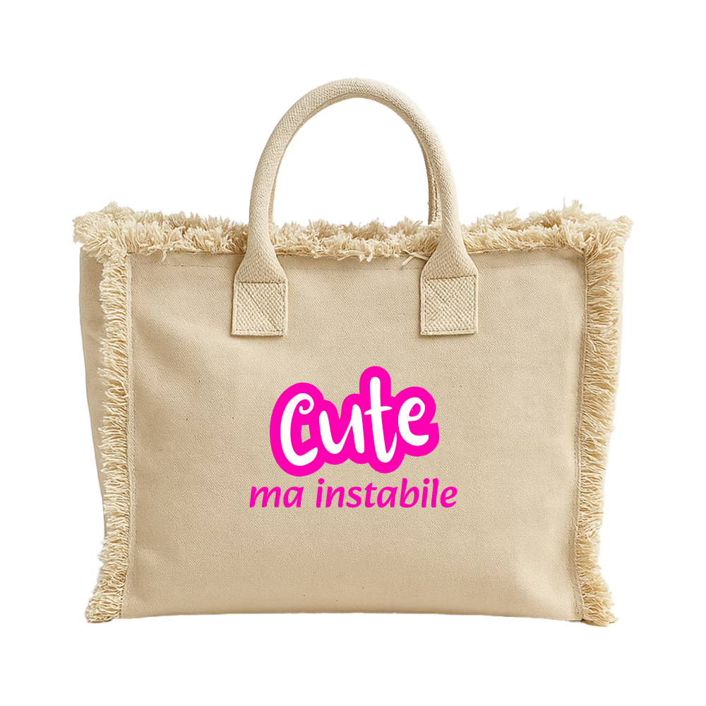 Borsa cotone con zip 36x32cm - CUTE ma instabile