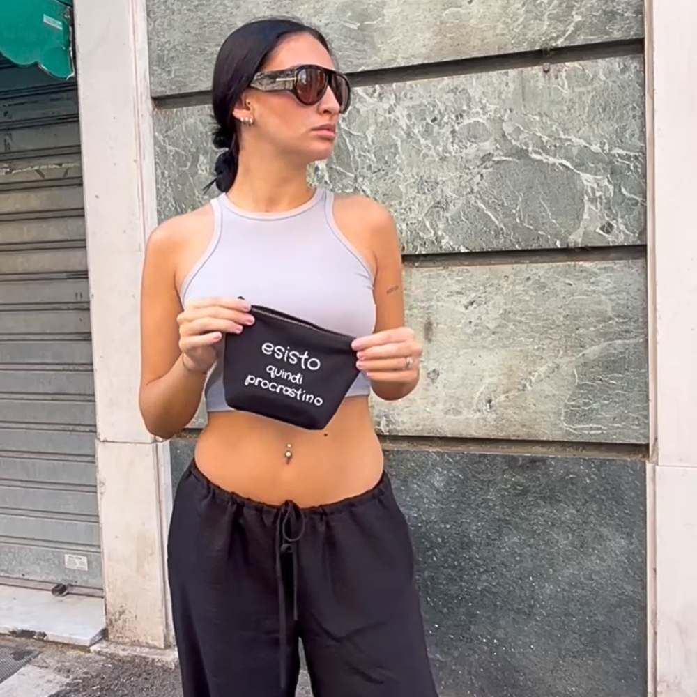 Pochette 100% cotone - ESISTO QUINDI PROCRASTINO