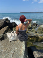 Borsa cotone con zip 36x32cm - Meno male che c'è il mare