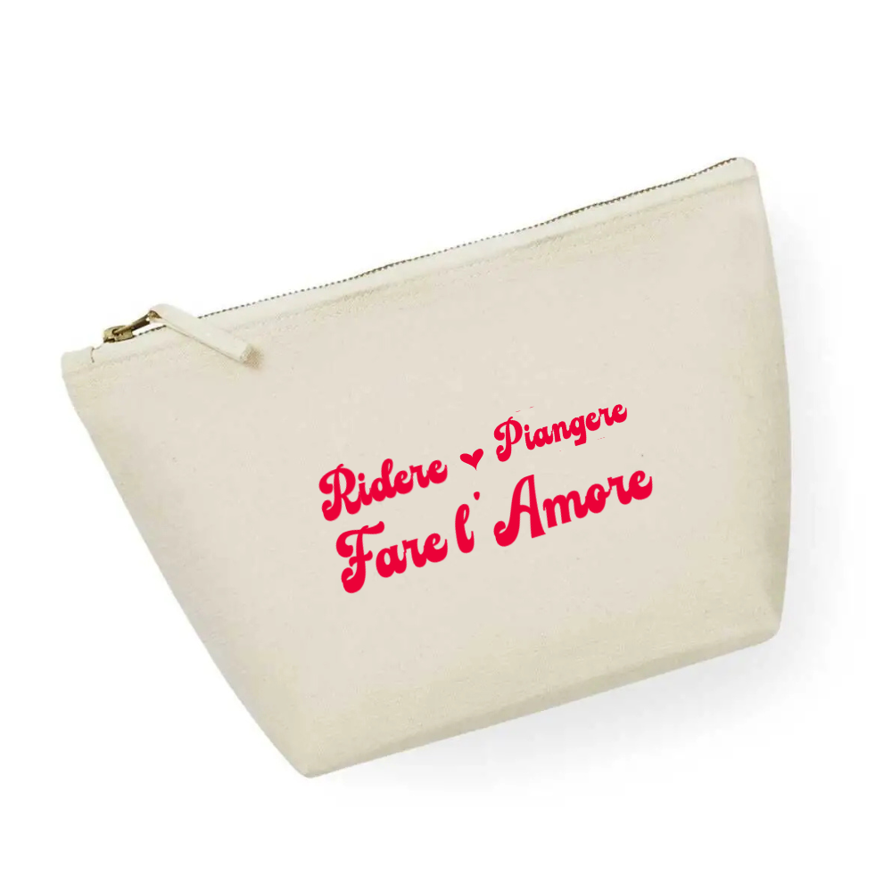 Pochette 100% cotone - Ridere, piangere, fare l'amore (34cm x 21cm)